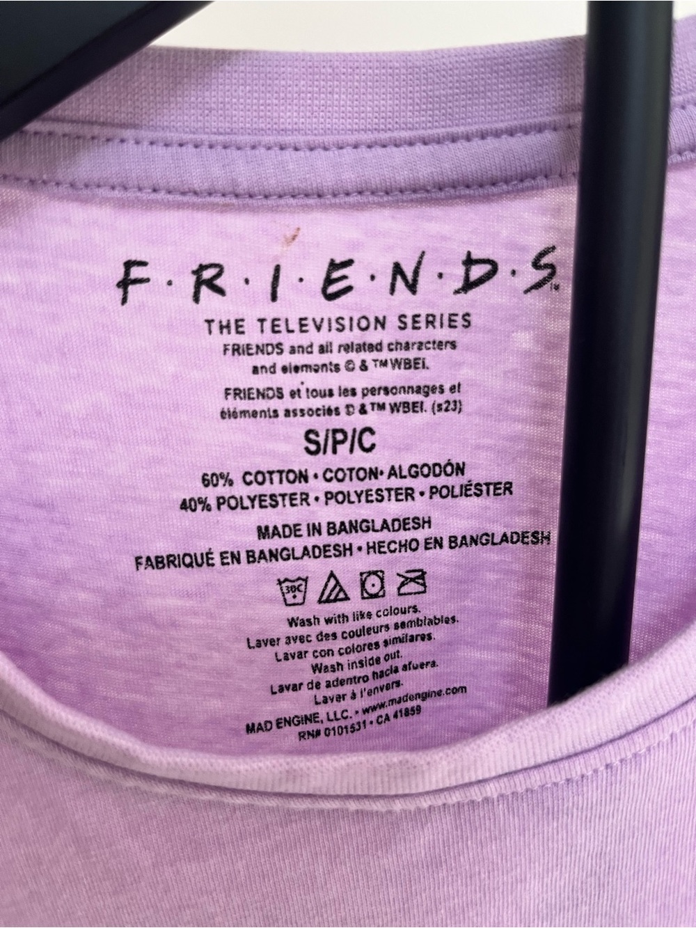 FRIENDS Lilac Tee with Multicolor Ampersand Names - Picture 3 of 3